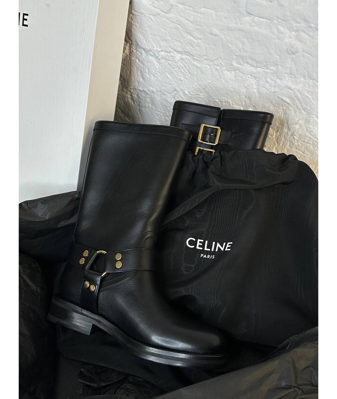 CELINE Черные кожаные сапоги, фото 5