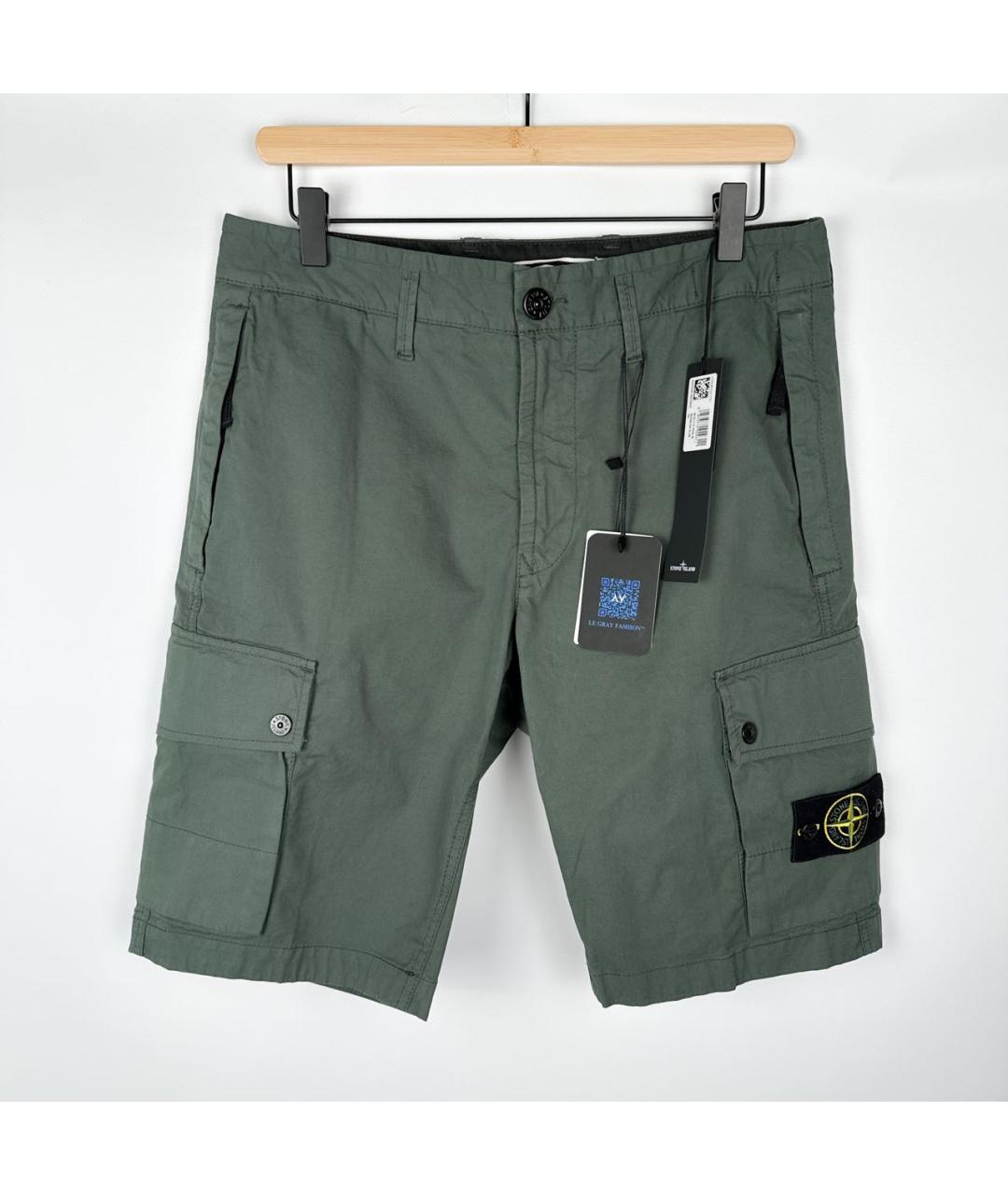 STONE ISLAND Зеленые хлопковые шорты, фото 8