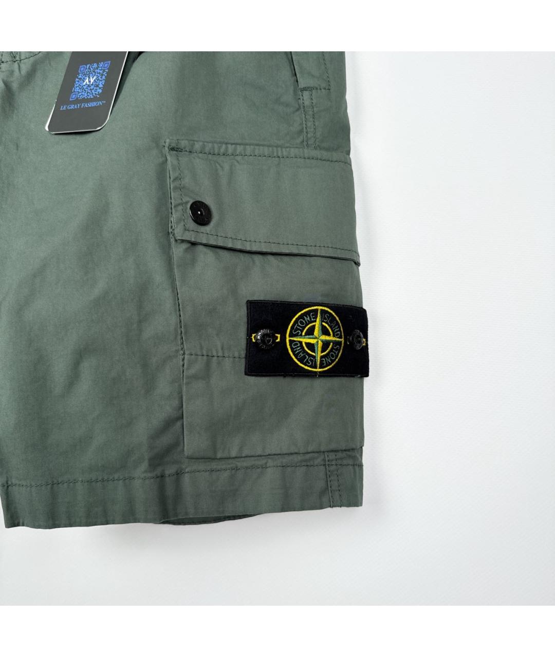 STONE ISLAND Зеленые хлопковые шорты, фото 3