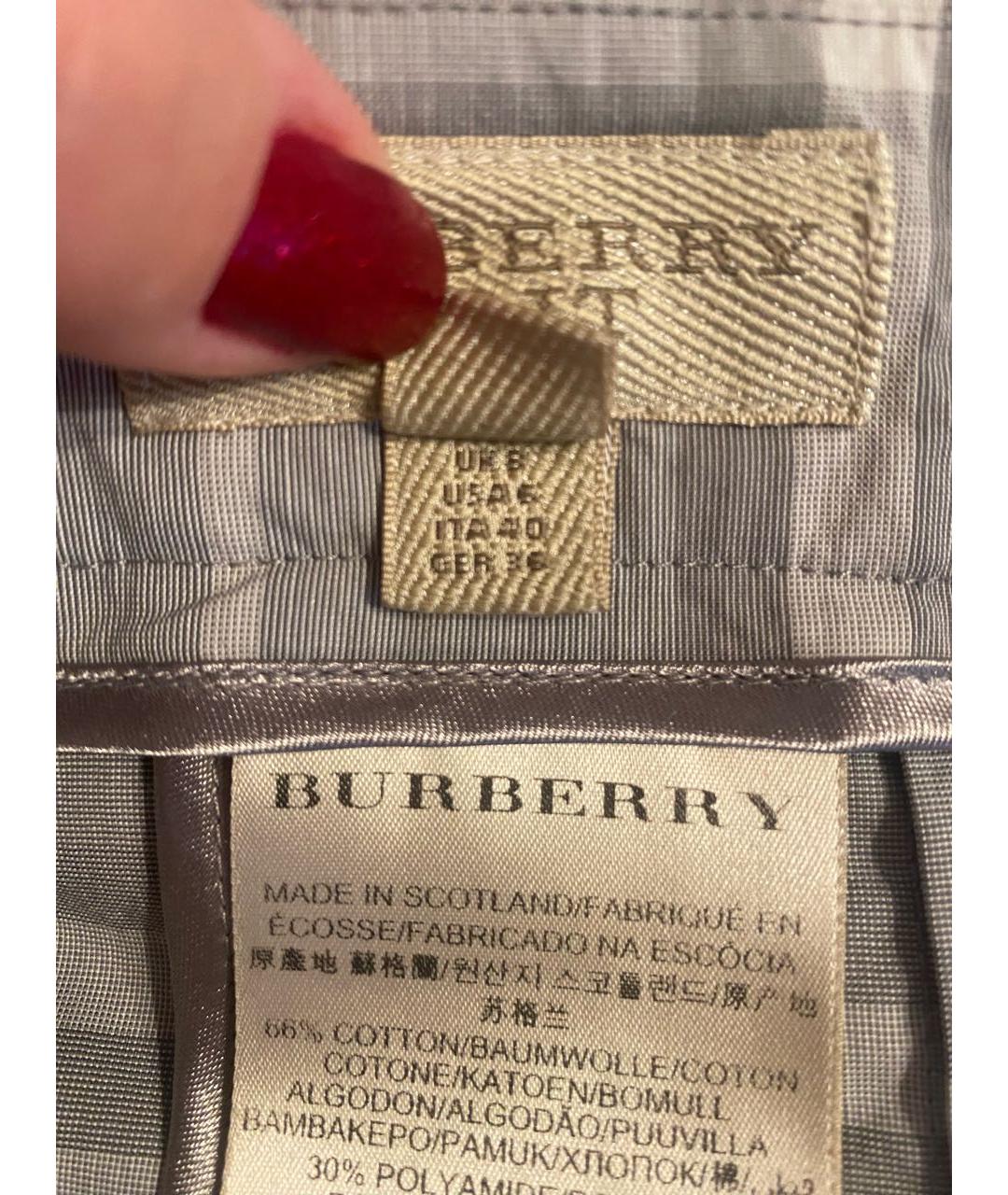 BURBERRY Серая хлопковая юбка мини, фото 4