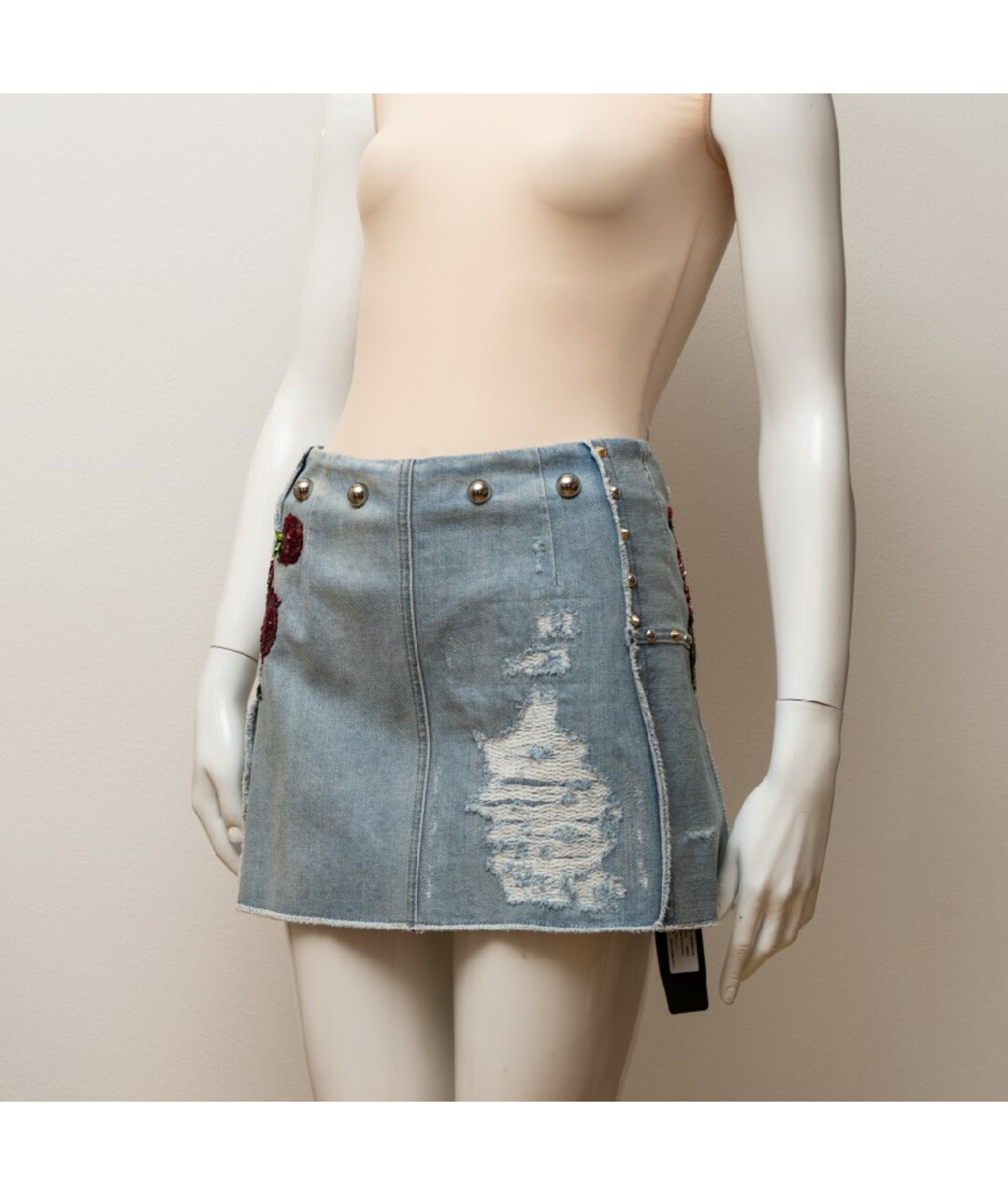 DOLCE&GABBANA Голубая хлопковая юбка мини, фото 2