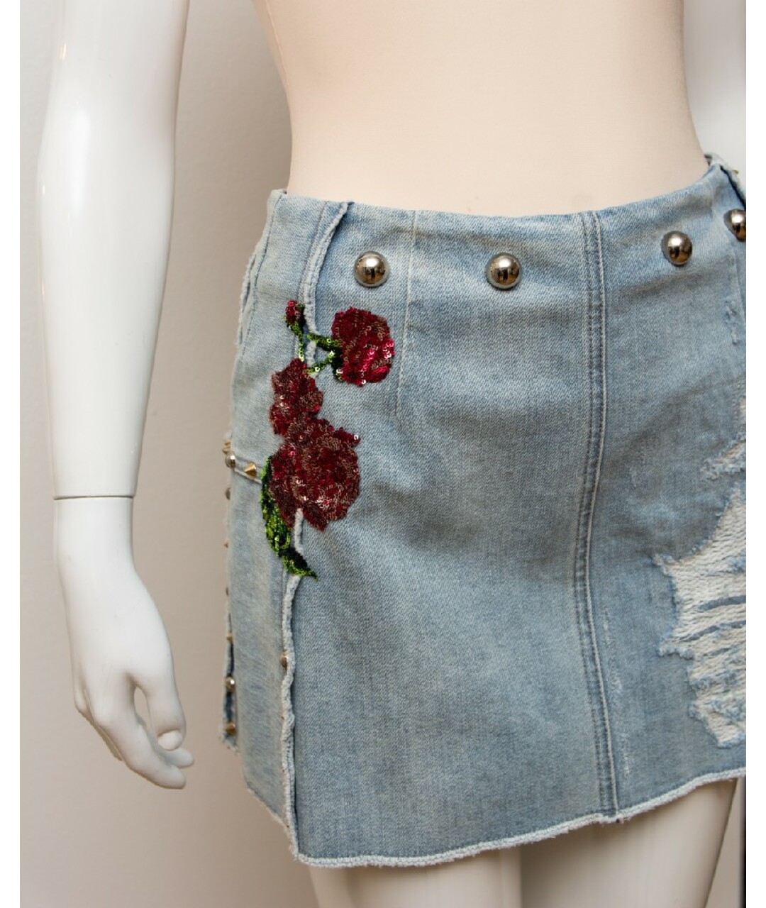 DOLCE&GABBANA Голубая хлопковая юбка мини, фото 3