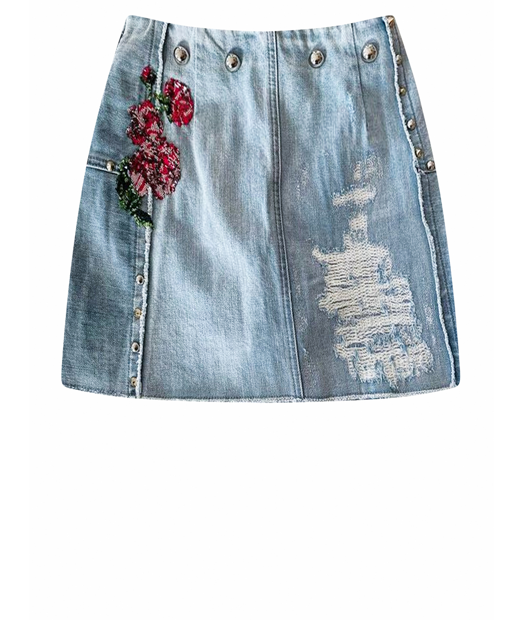 DOLCE&GABBANA Голубая хлопковая юбка мини, фото 1