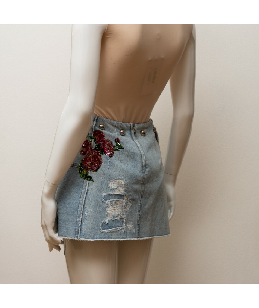 DOLCE&GABBANA Голубая хлопковая юбка мини, фото 5