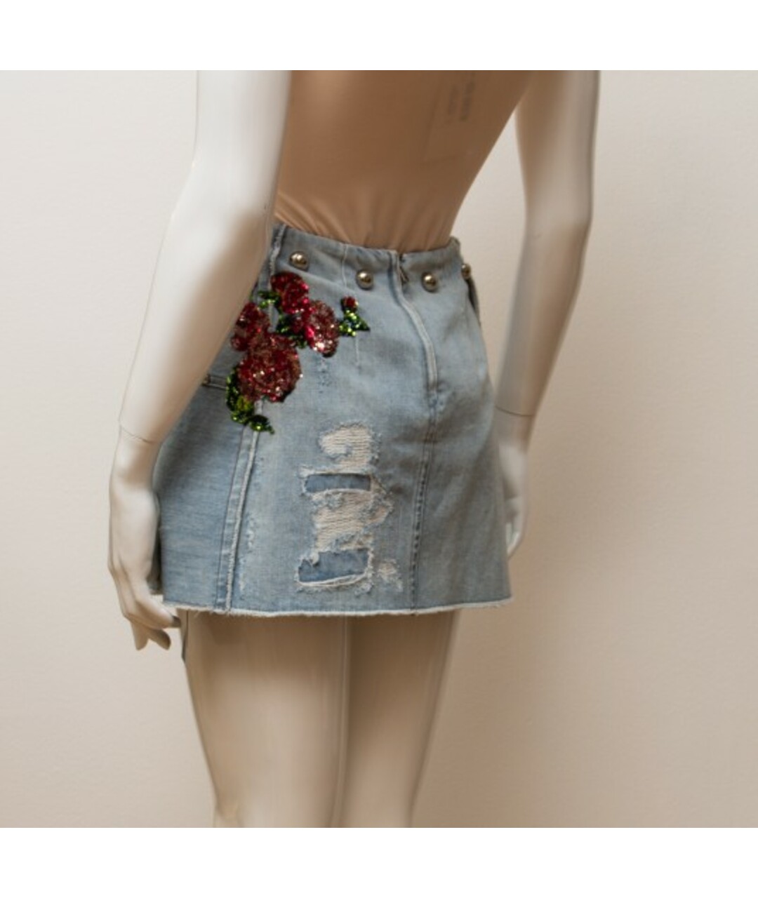 DOLCE&GABBANA Голубая хлопковая юбка мини, фото 6