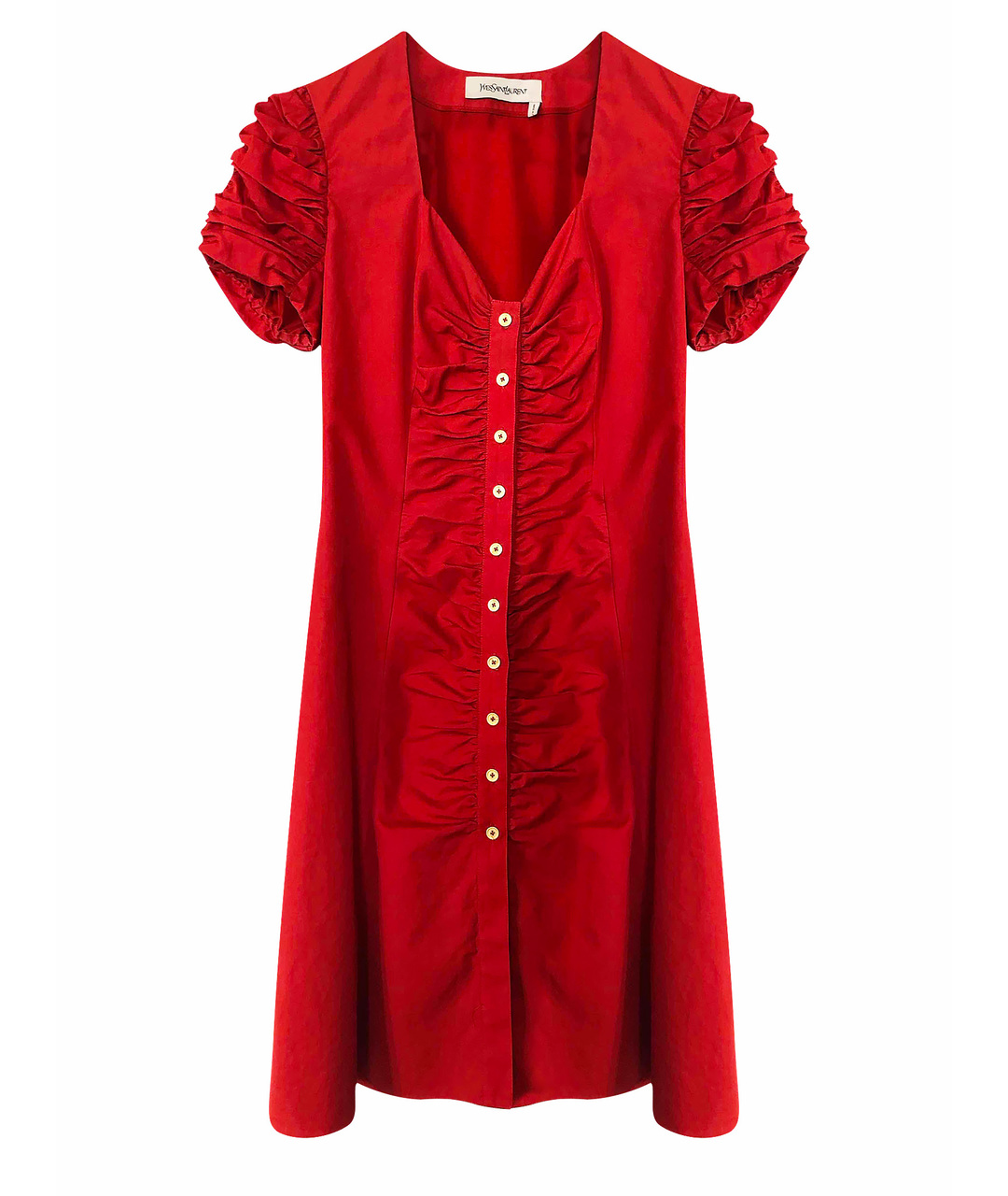 YVES SAINT LAURENT VINTAGE Красное хлопковое платье, фото 1