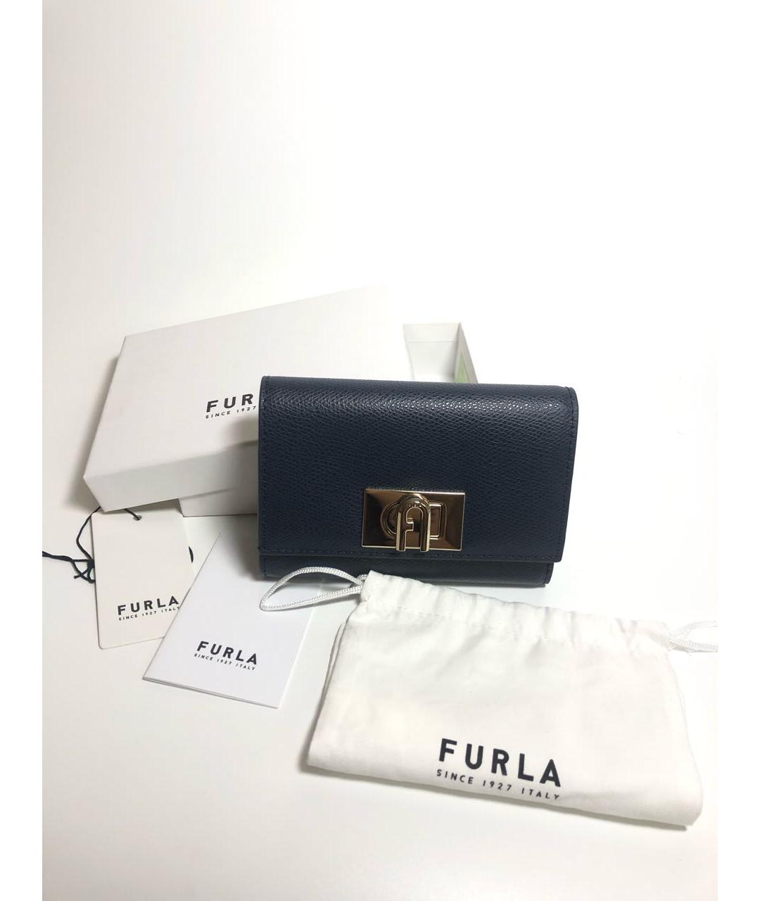 FURLA Темно-синий кожаный кошелек, фото 5