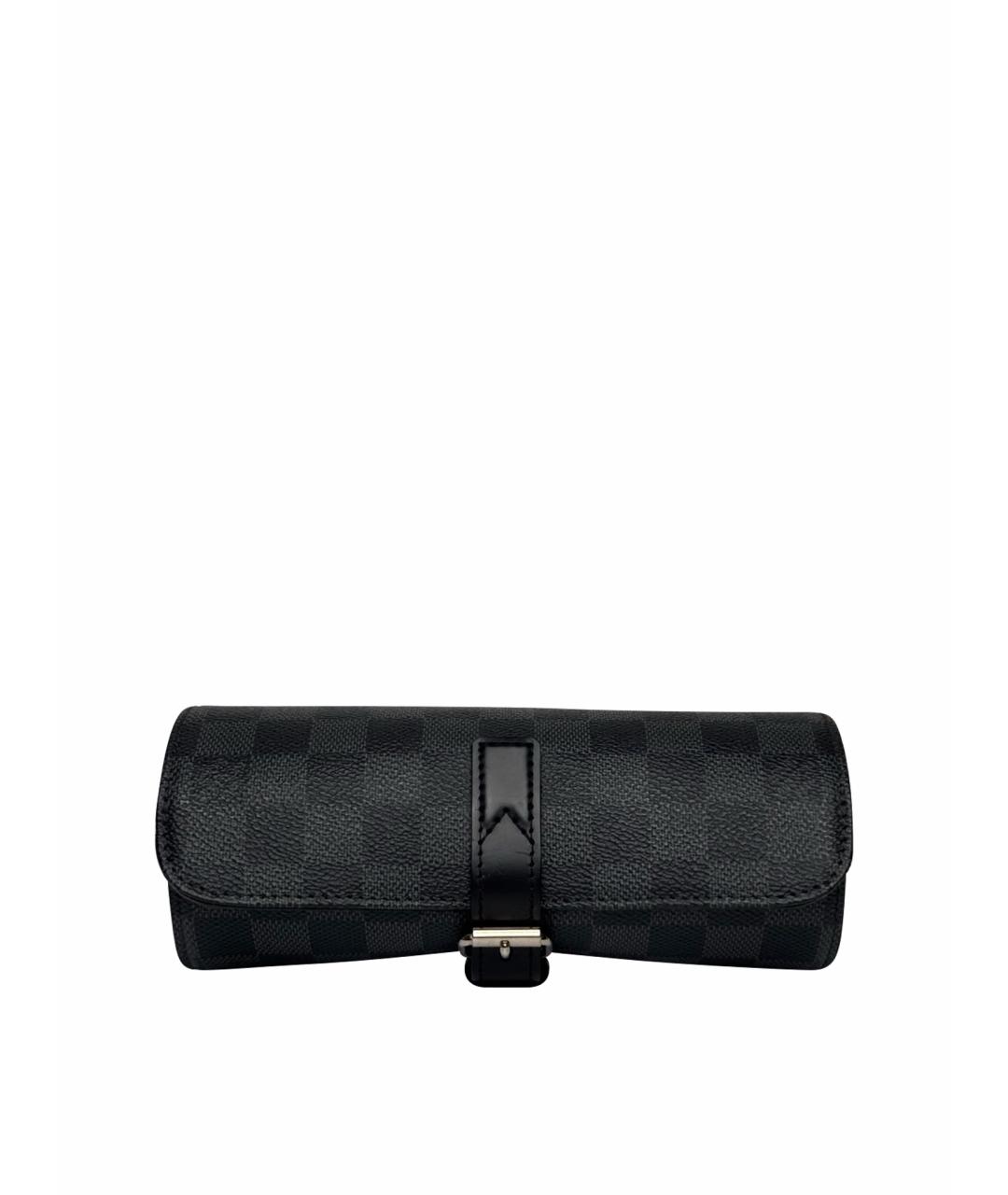 LOUIS VUITTON Черная кожаная барсетка, фото 1