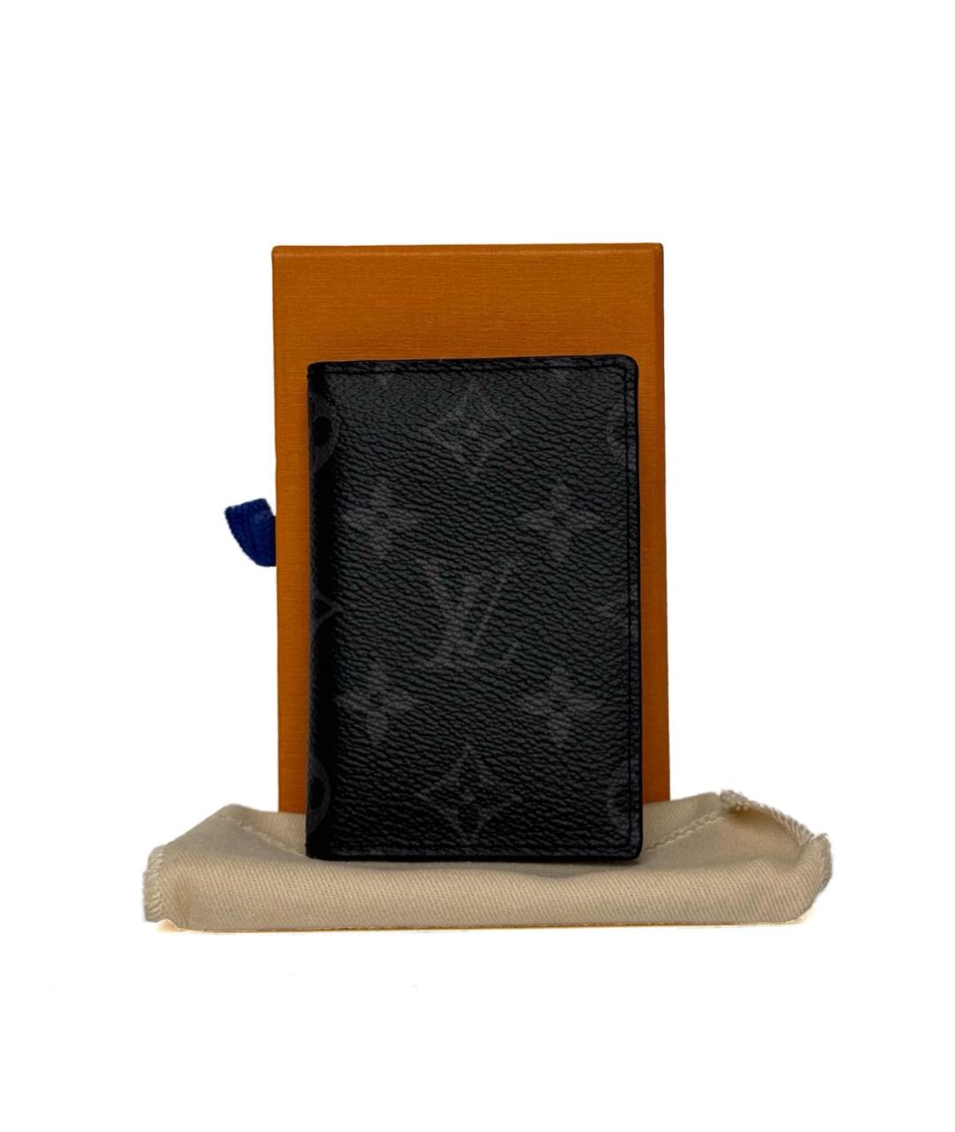 LOUIS VUITTON Черный кожаный кардхолдер, фото 3