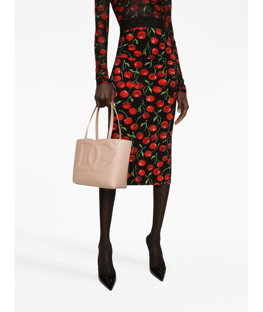 DOLCE&GABBANA Бежевая кожаная сумка тоут, фото 2