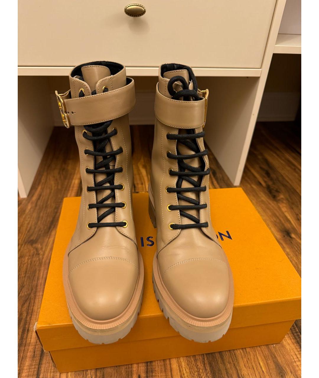 BALMAIN Бежевые кожаные ботинки, фото 2