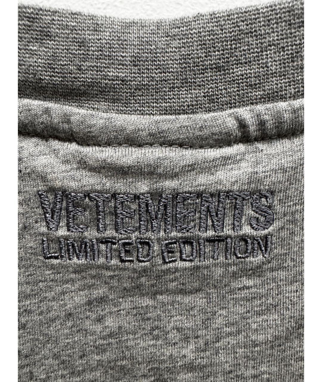 VETEMENTS Серая хлопковая футболка, фото 4