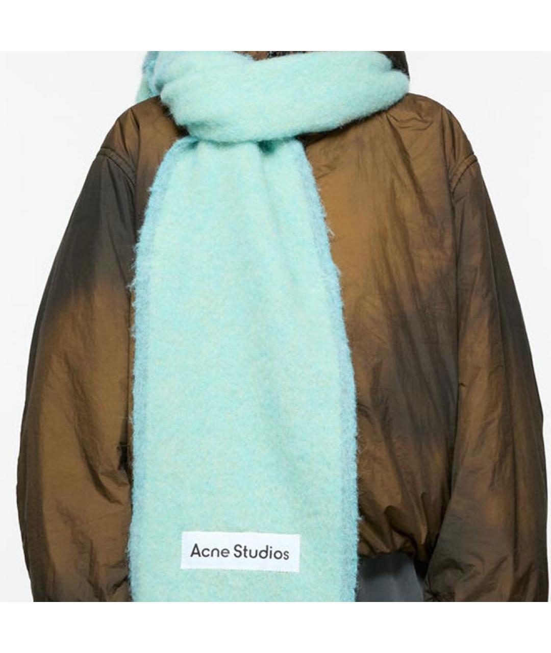 ACNE STUDIOS Бирюзовый шерстяной шарф, фото 2