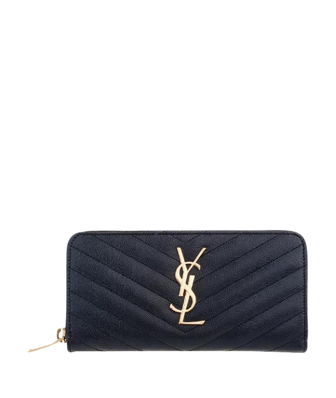 SAINT LAURENT Черный кожаный кошелек, фото 7