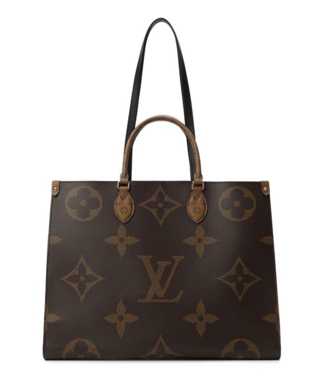 LOUIS VUITTON Коричневая кожаная сумка тоут, фото 5