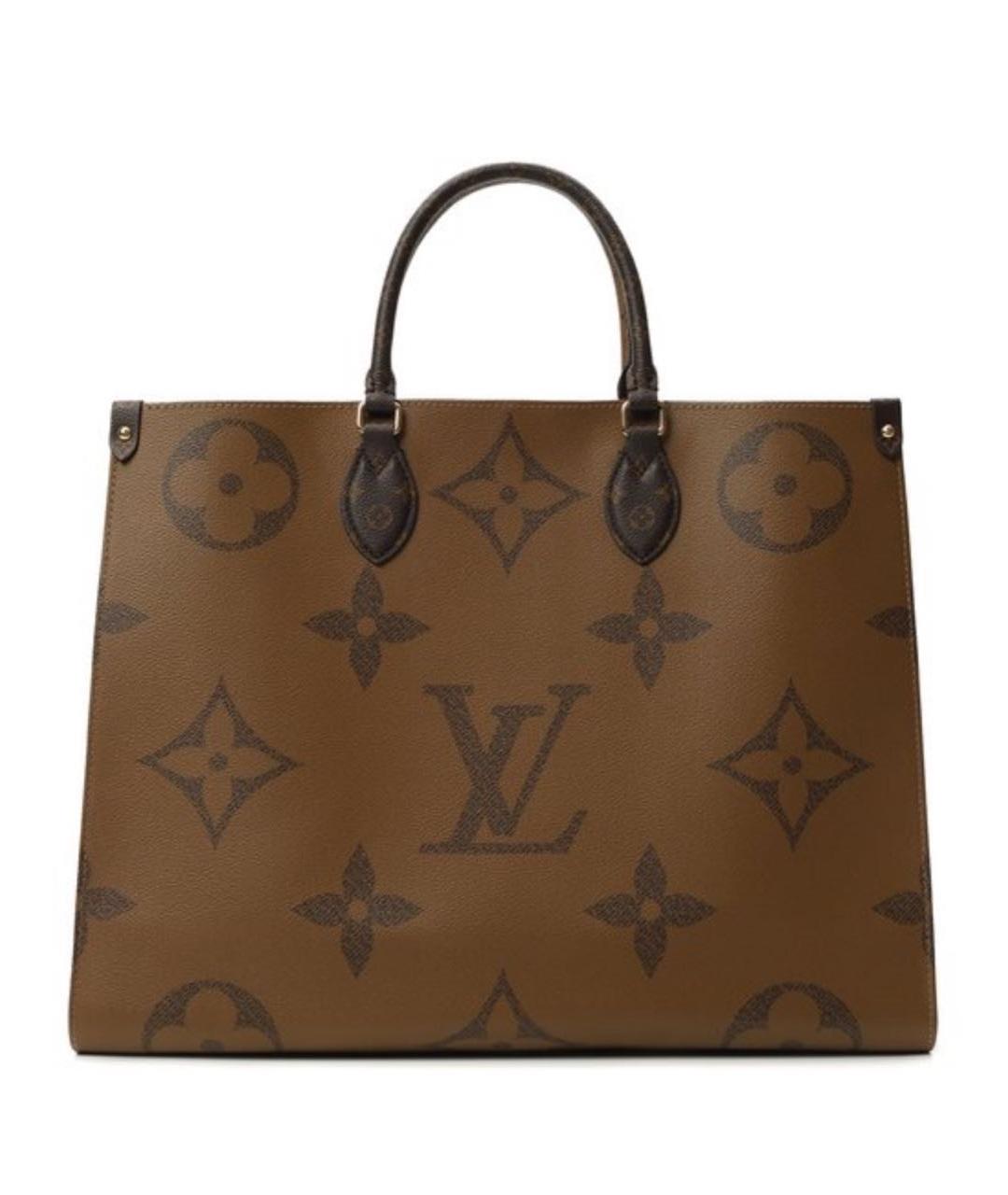 LOUIS VUITTON Коричневая кожаная сумка тоут, фото 3