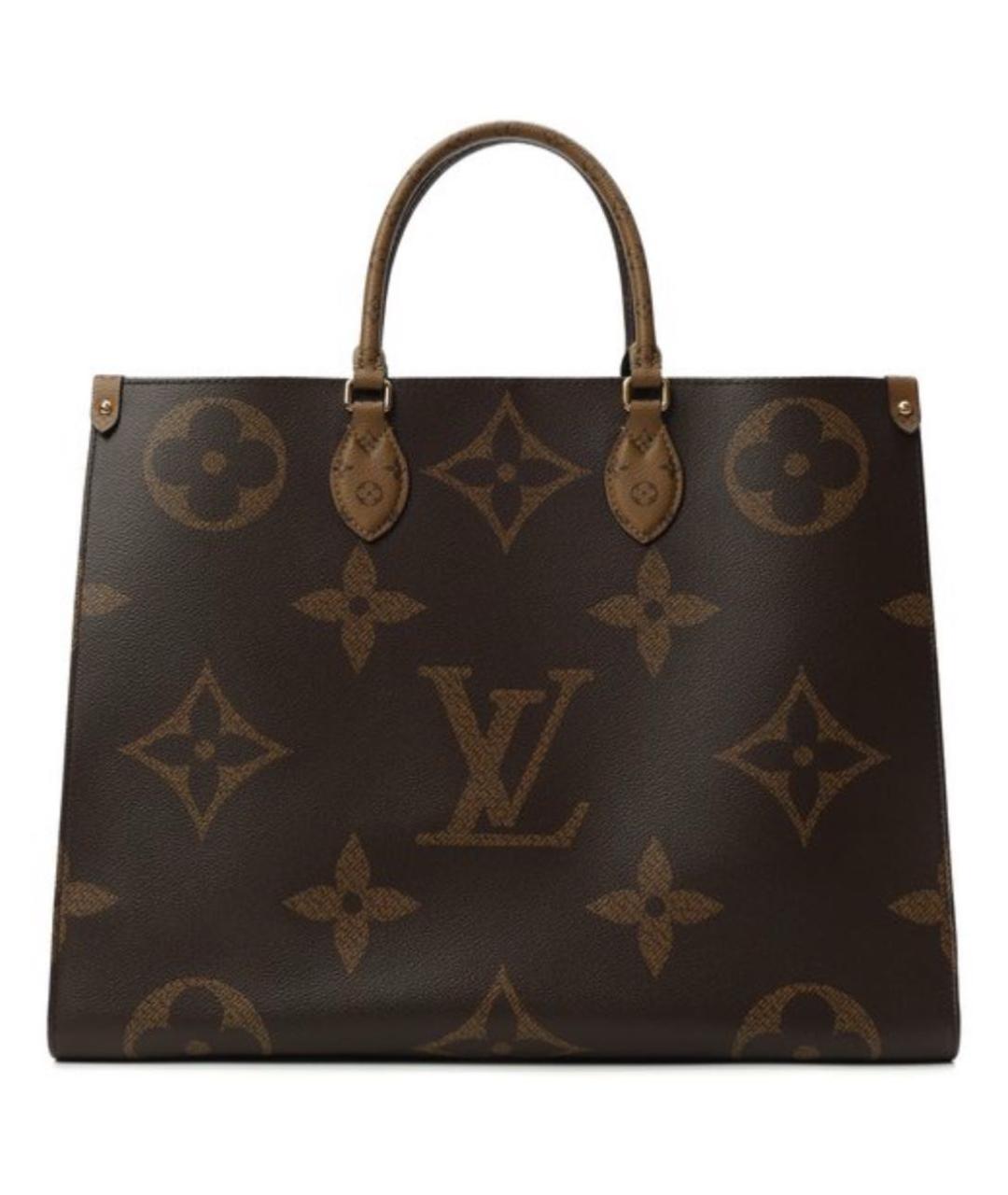 LOUIS VUITTON Коричневая кожаная сумка тоут, фото 9