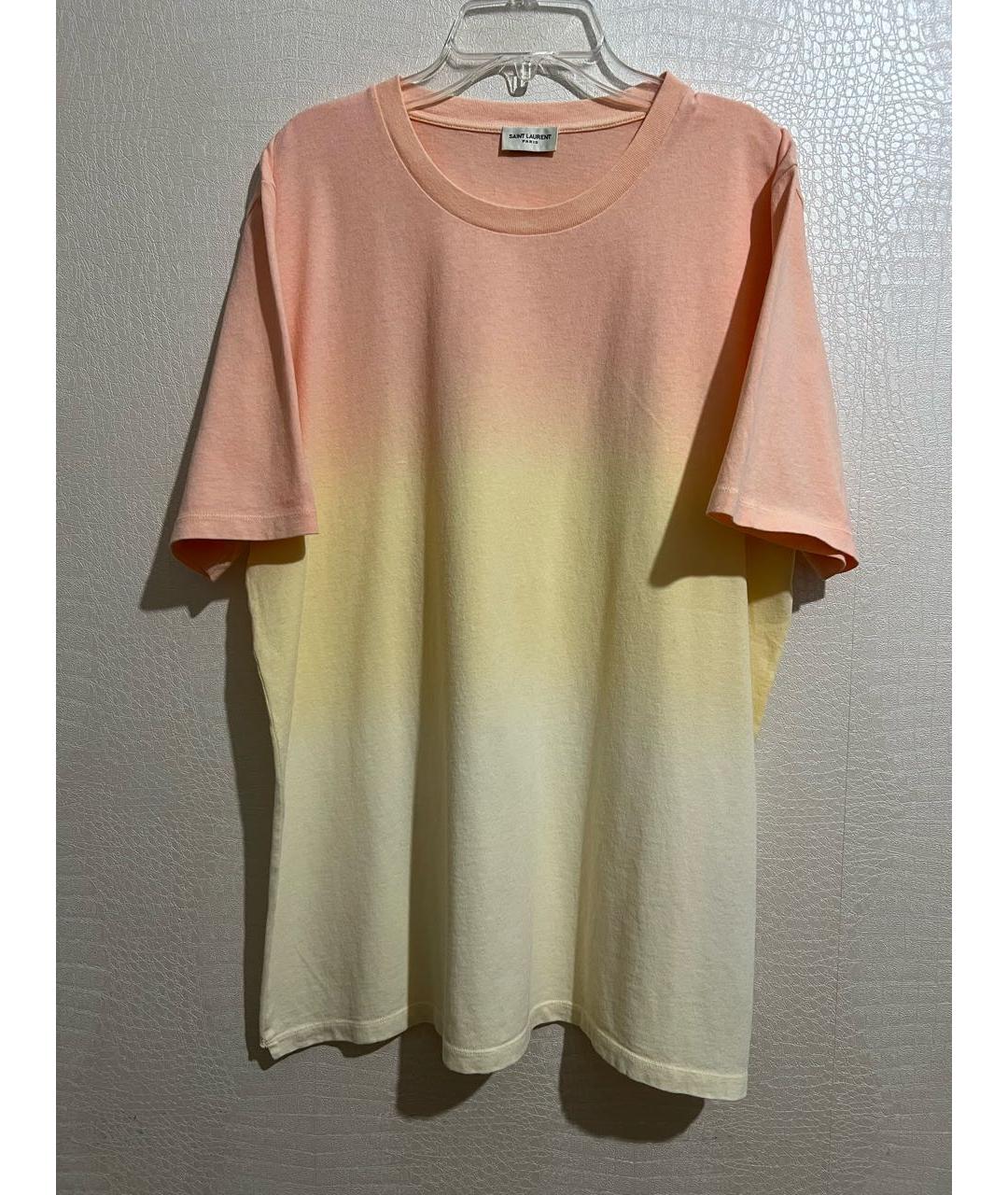 SAINT LAURENT Розовая хлопковая футболка, фото 5