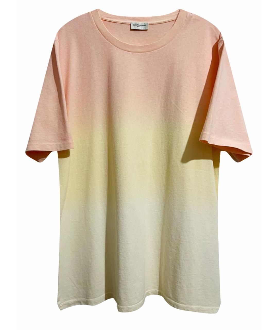 SAINT LAURENT Розовая хлопковая футболка, фото 1