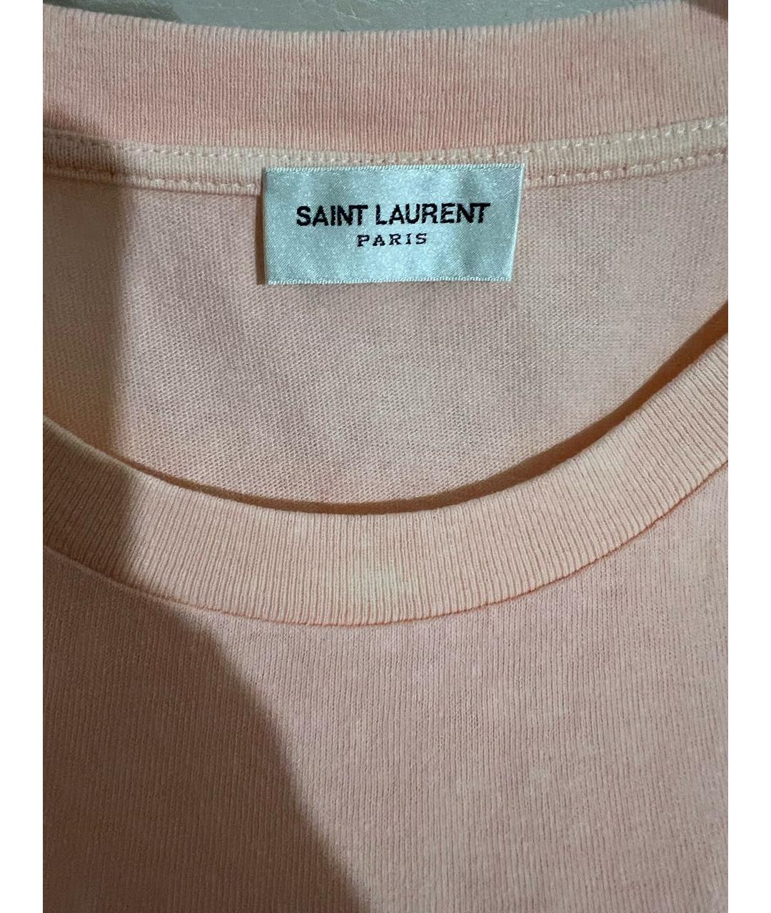 SAINT LAURENT Розовая хлопковая футболка, фото 3