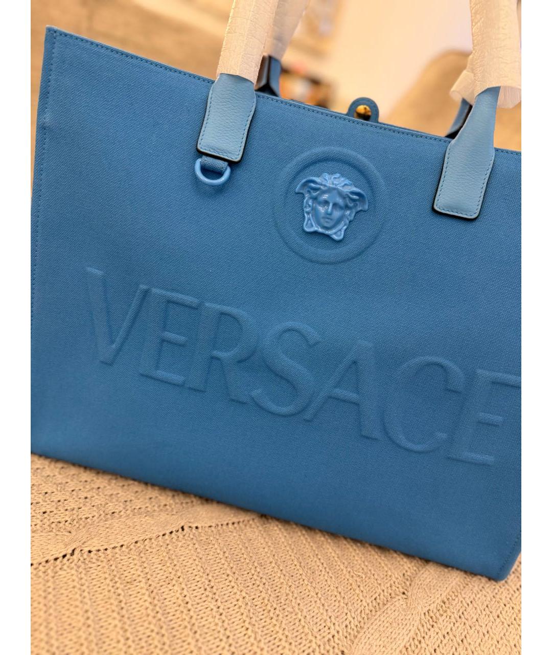 VERSACE Голубая сумка тоут, фото 2