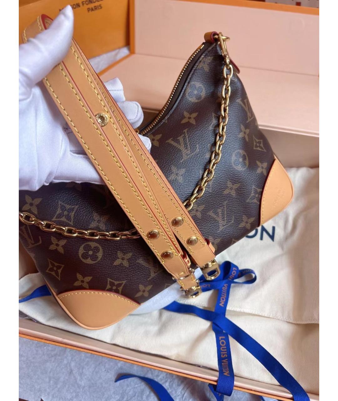 LOUIS VUITTON Коричневая кожаная сумка через плечо, фото 3