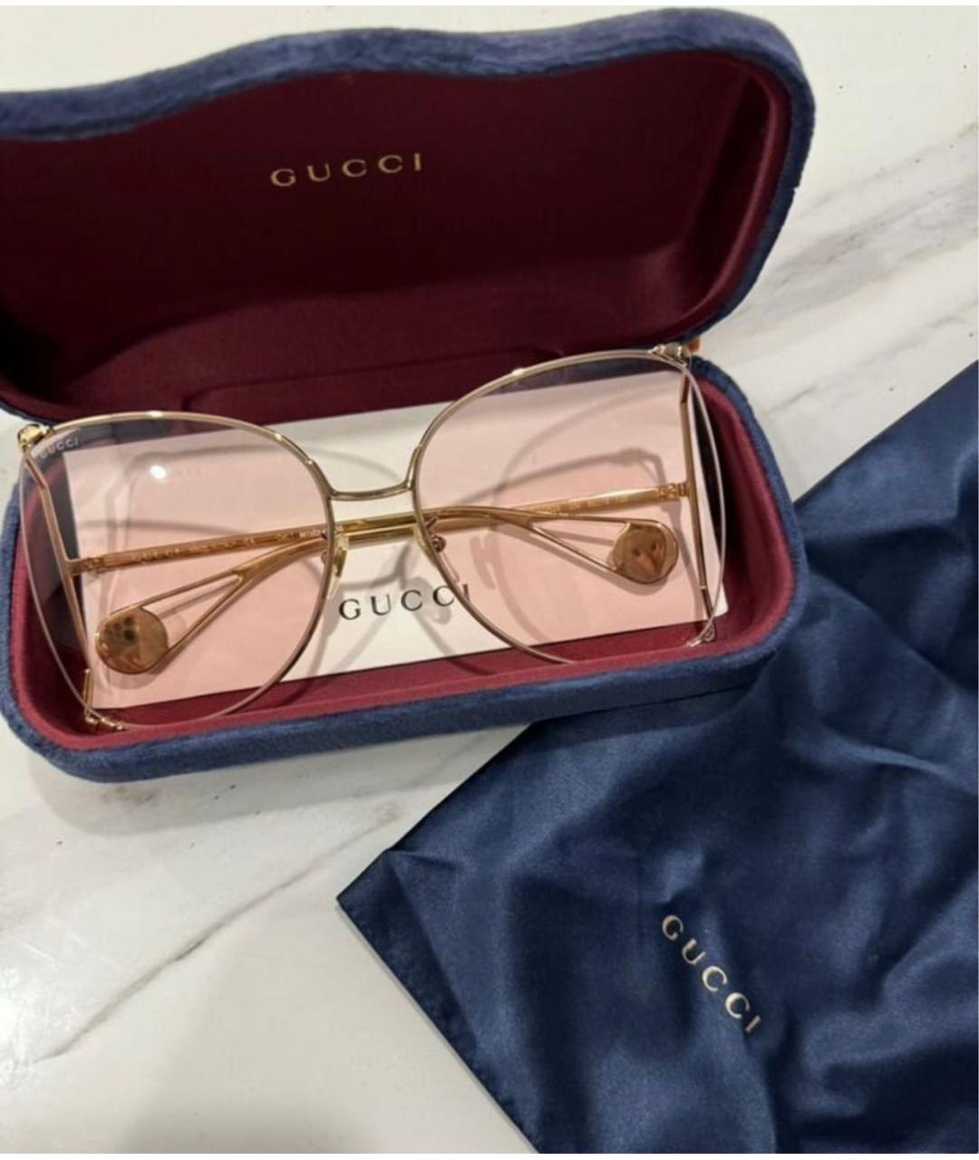 GUCCI Розовые металлические солнцезащитные очки, фото 4