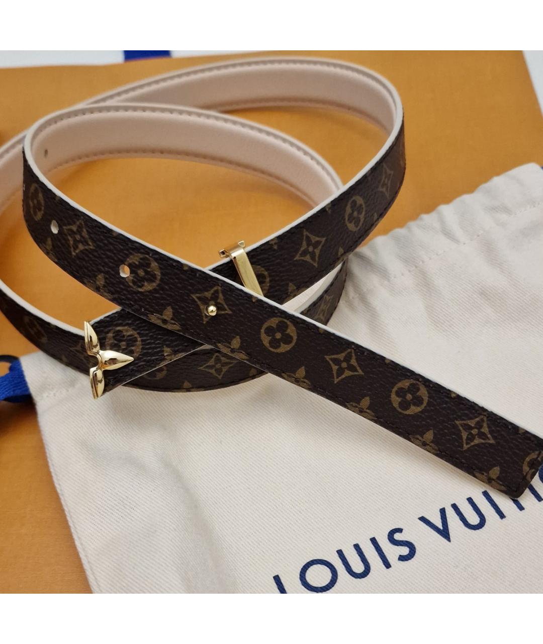 LOUIS VUITTON Бежевый кожаный ремень, фото 5