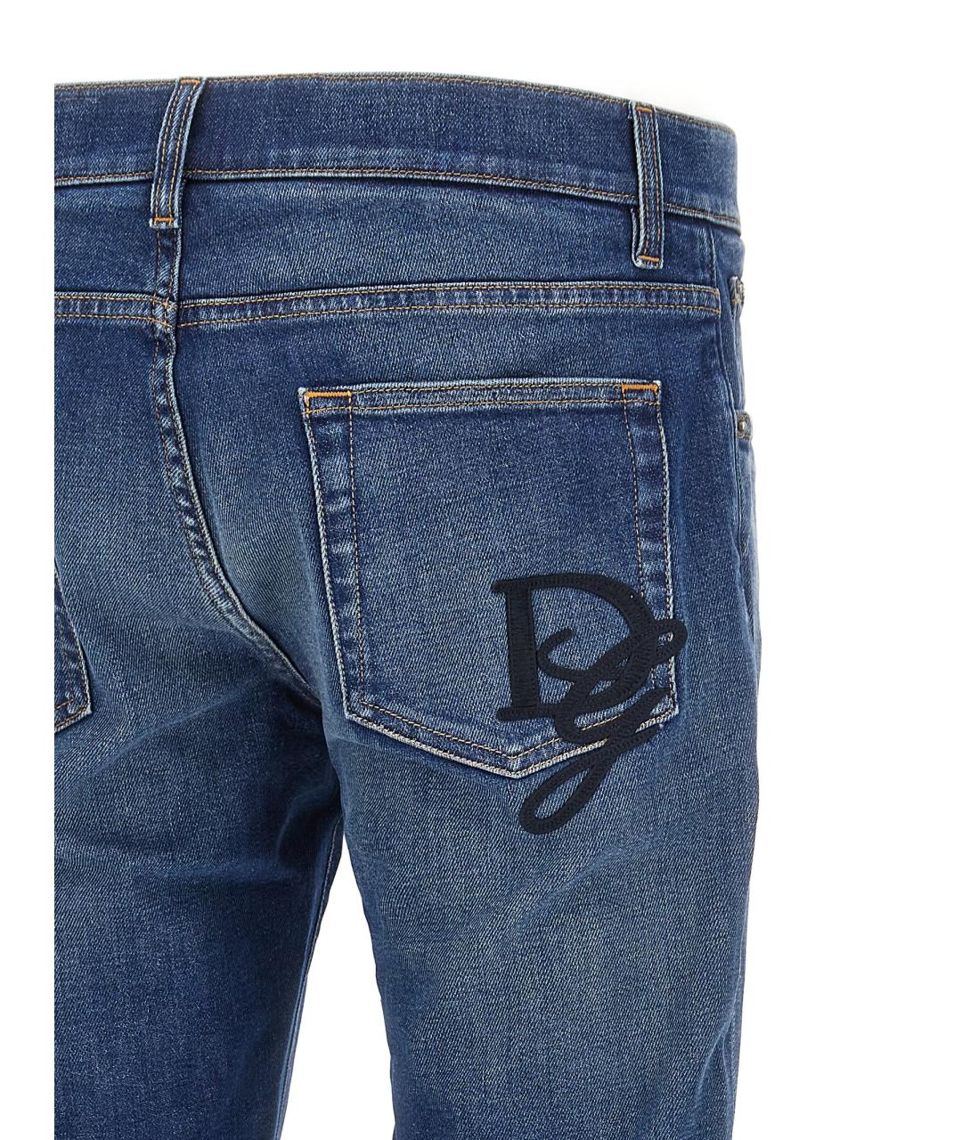 DOLCE&GABBANA Синие хлопковые прямые джинсы, фото 4