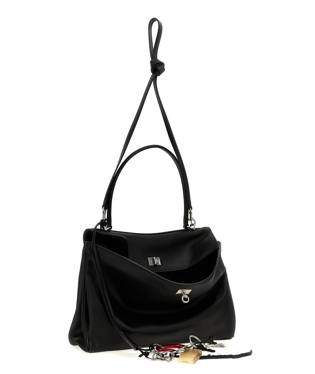 BALENCIAGA Черная кожаная сумка тоут, фото 3