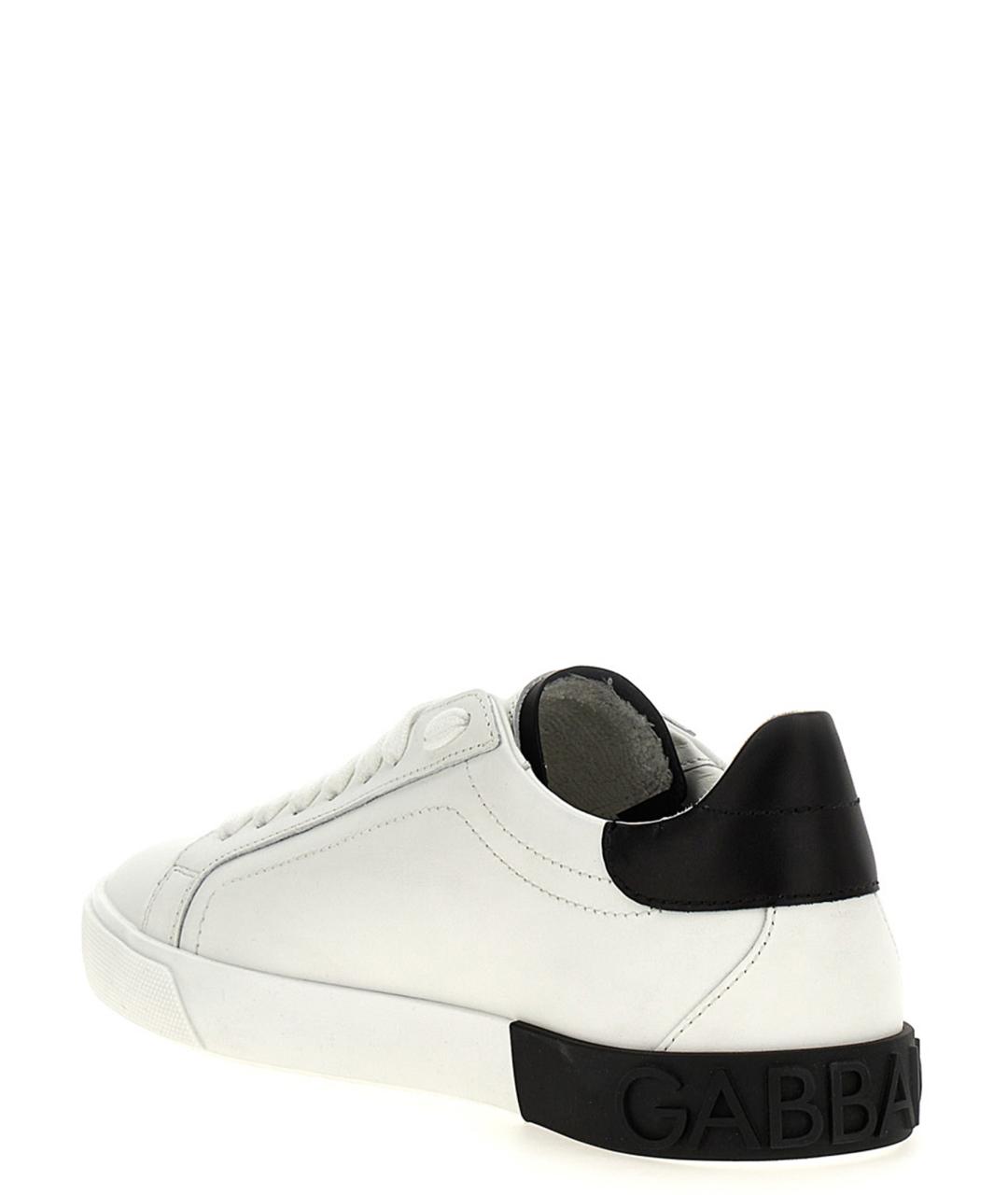 DOLCE&GABBANA Белые кожаные кеды, фото 4