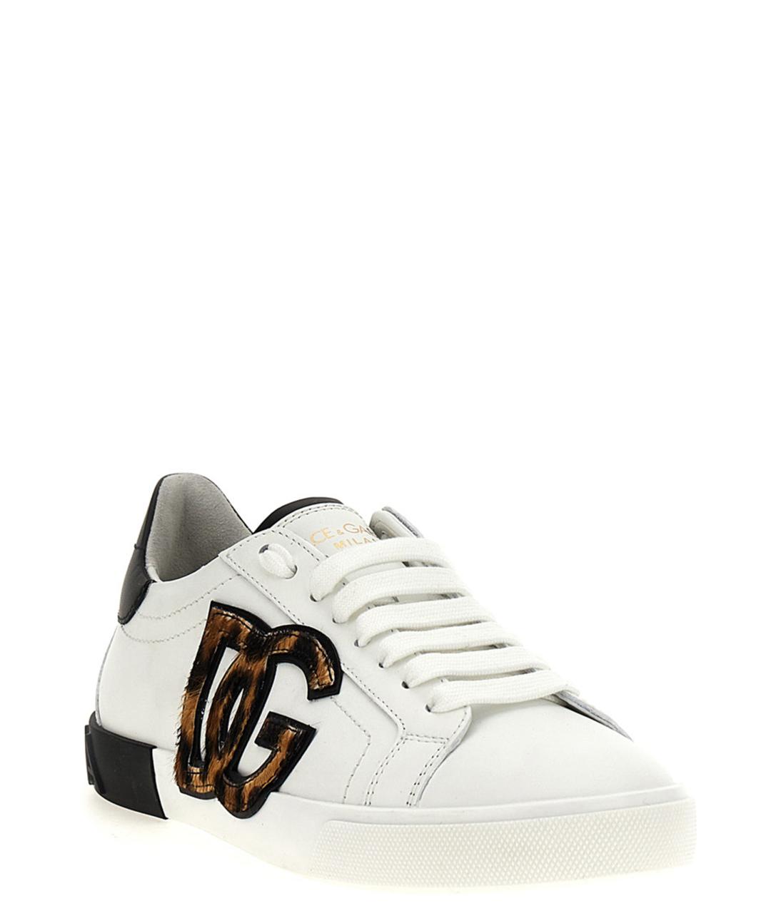 DOLCE&GABBANA Белые кожаные кеды, фото 3