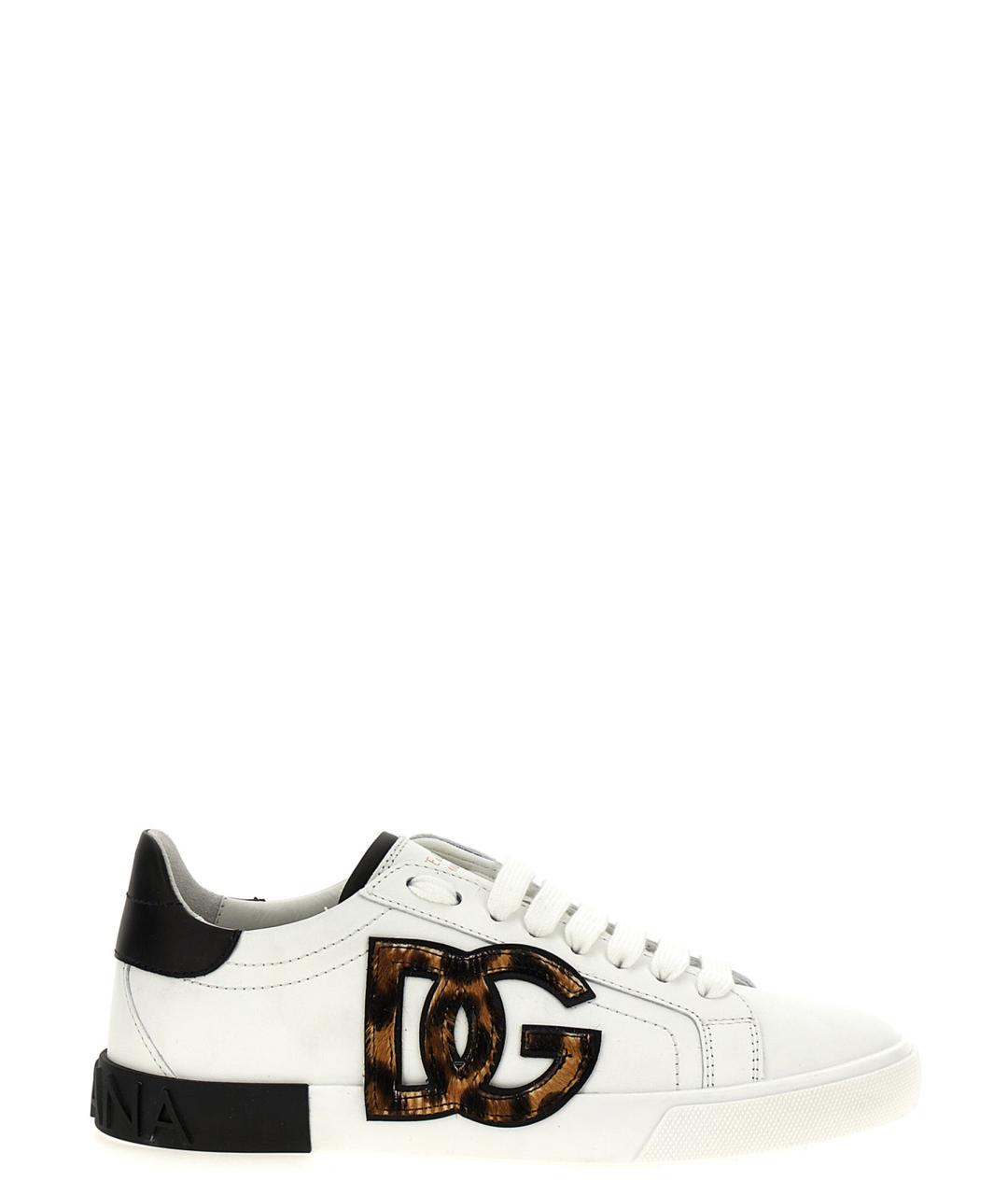 DOLCE&GABBANA Белые кожаные кеды, фото 1