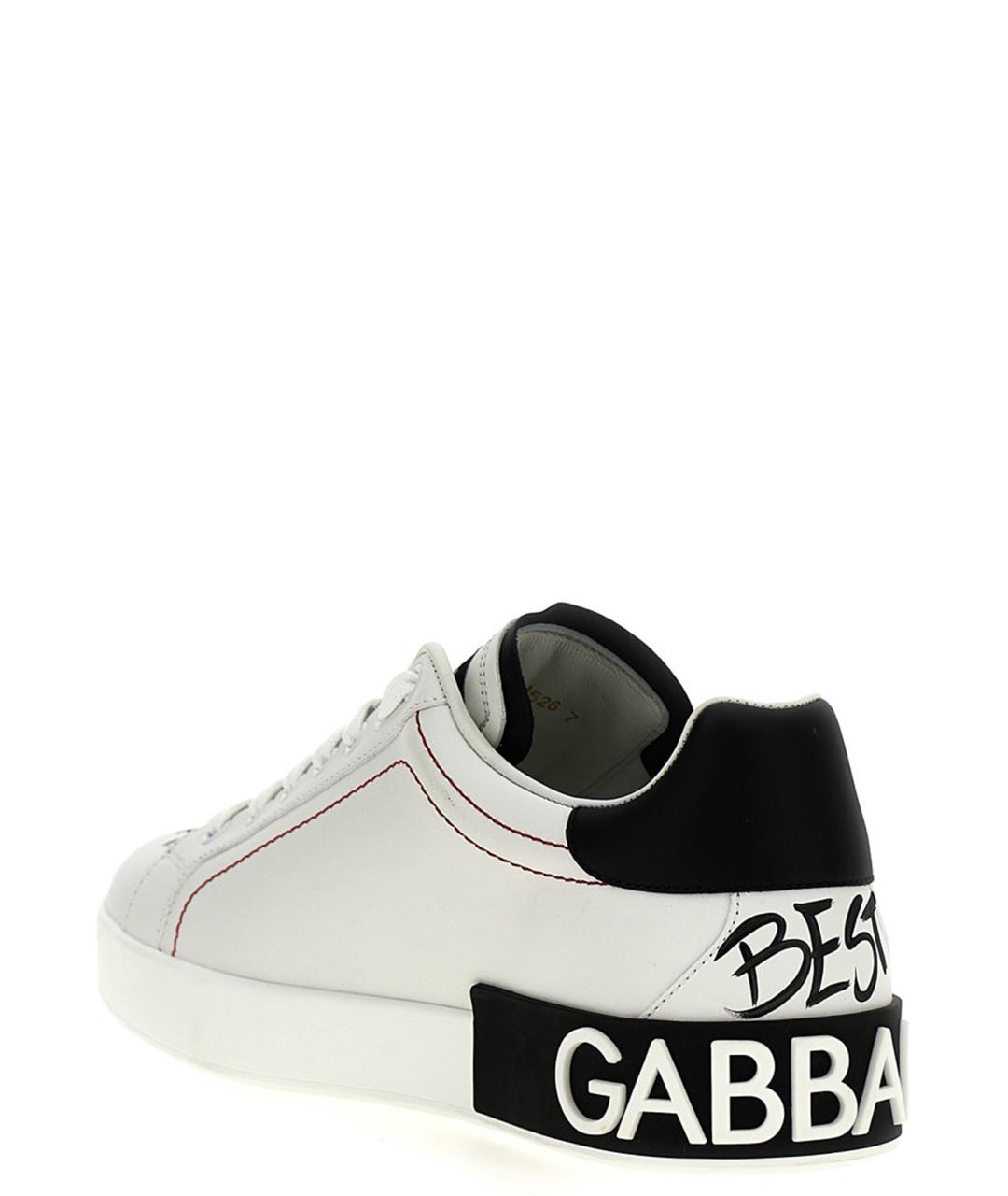 DOLCE&GABBANA Белые кожаные низкие кроссовки / кеды, фото 4