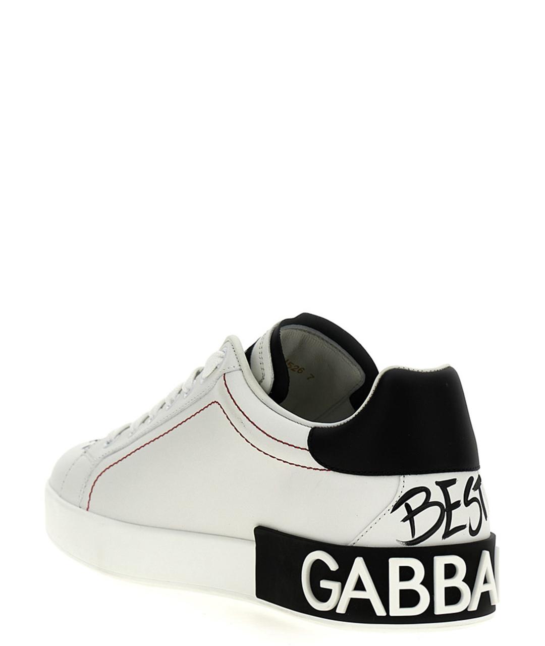DOLCE&GABBANA Белые кожаные низкие кроссовки / кеды, фото 2