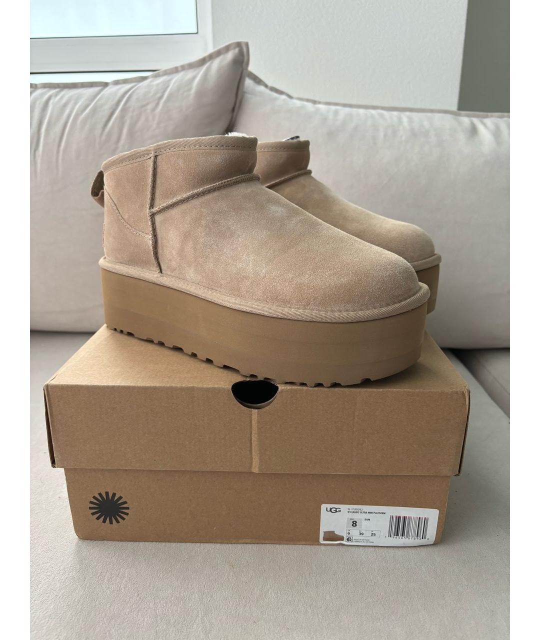 UGG AUSTRALIA Бежевые замшевые ботинки, фото 4