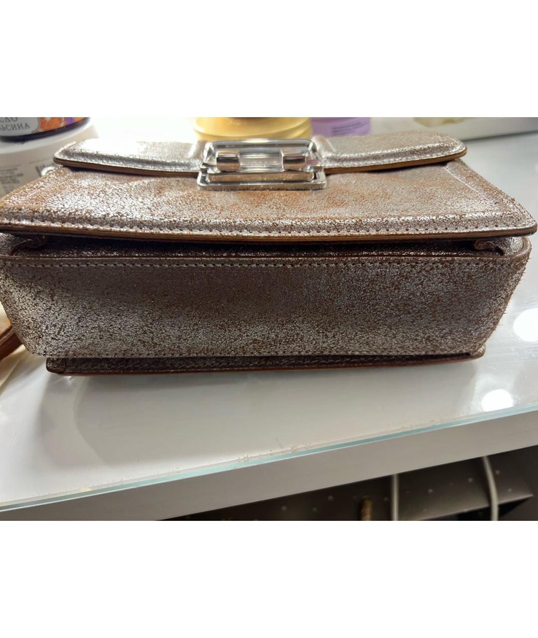 LANVIN Серебряная кожаная сумка с короткими ручками, фото 5
