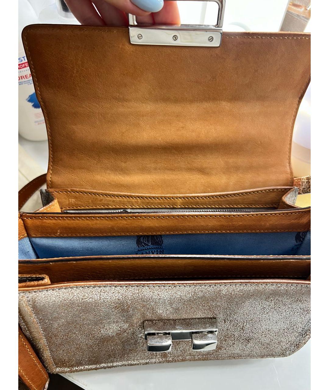 LANVIN Серебряная кожаная сумка с короткими ручками, фото 3