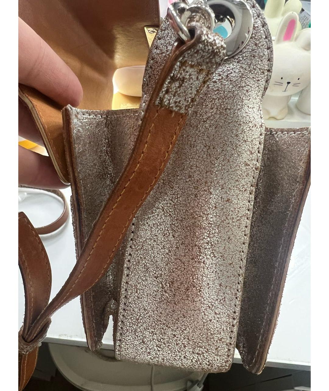 LANVIN Серебряная кожаная сумка с короткими ручками, фото 7