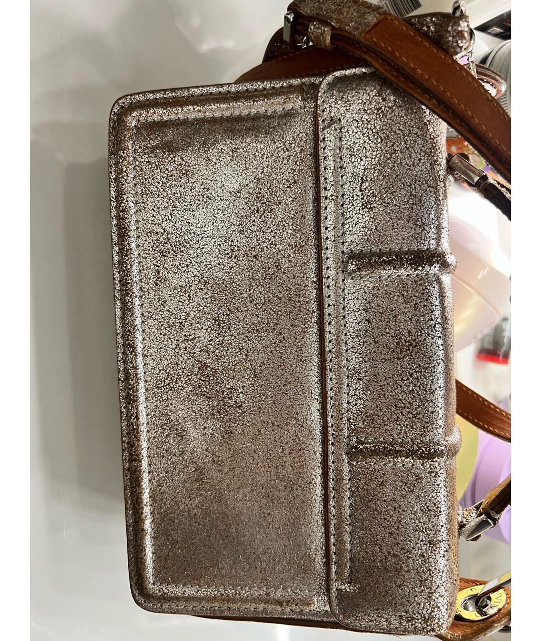 LANVIN Серебряная кожаная сумка с короткими ручками, фото 4