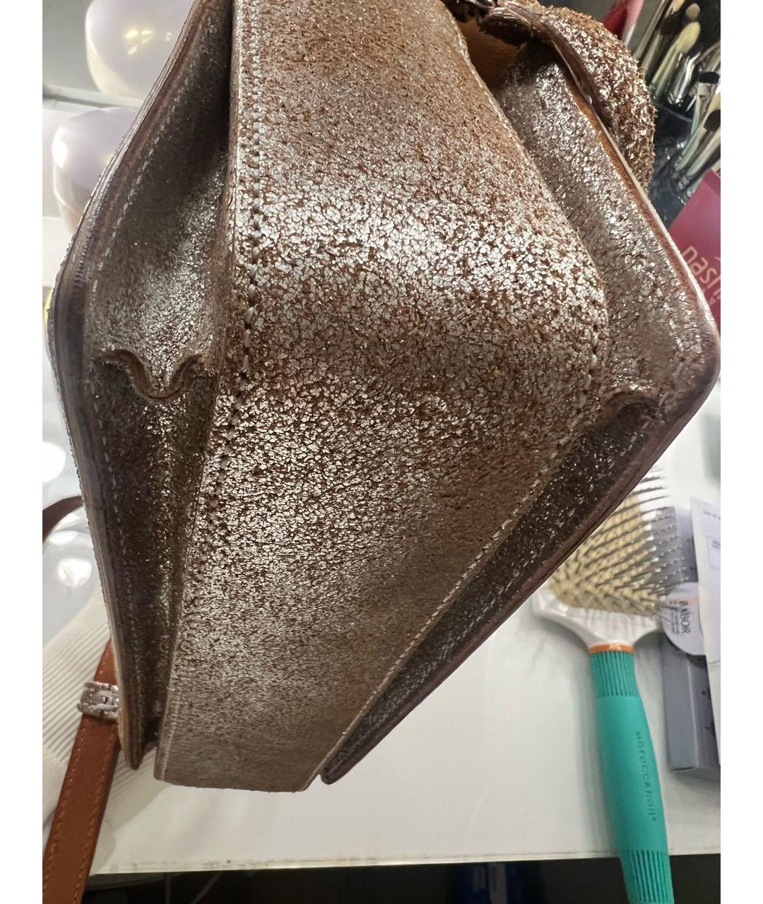 LANVIN Серебряная кожаная сумка с короткими ручками, фото 6