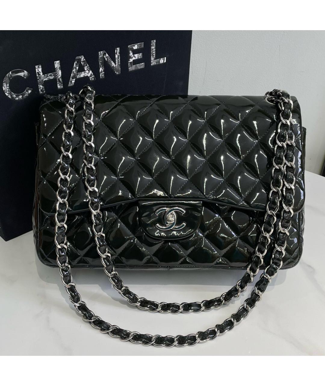 CHANEL Зеленая сумка через плечо из лакированной кожи, фото 9