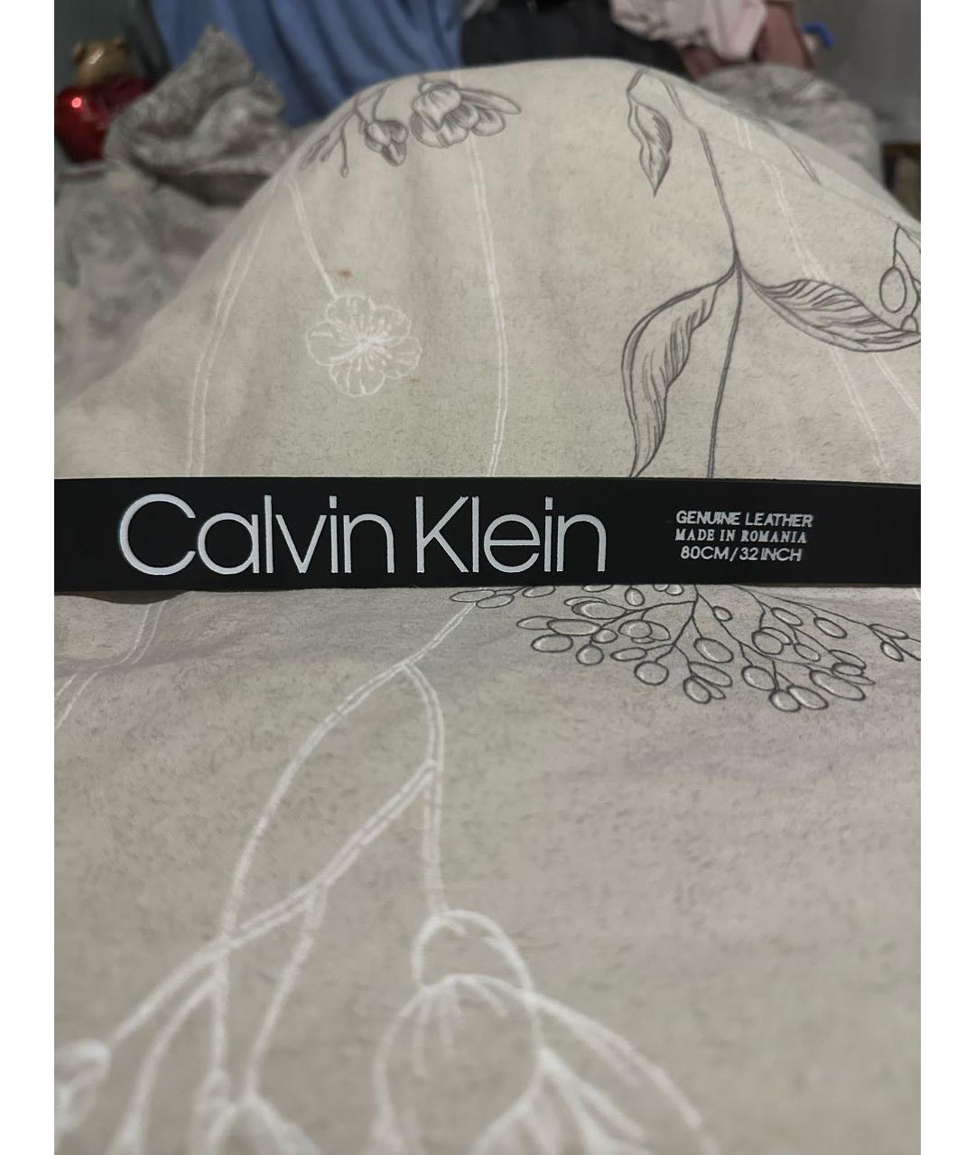 CALVIN KLEIN Черный кожаный ремень, фото 3