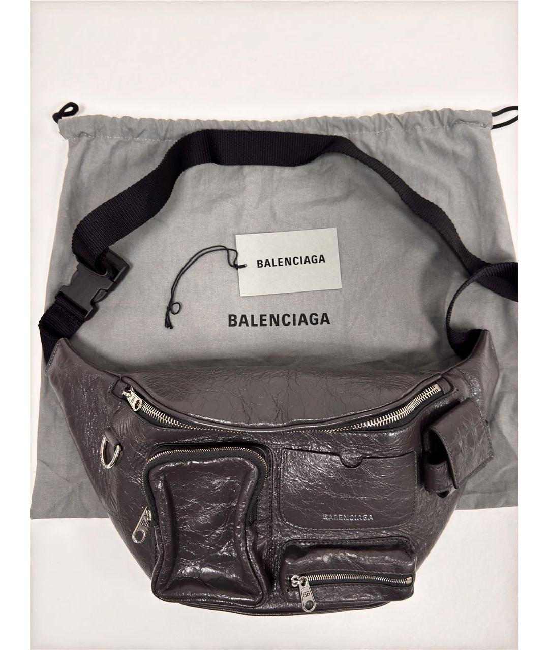 BALENCIAGA Антрацитовая кожаная сумка на плечо, фото 8