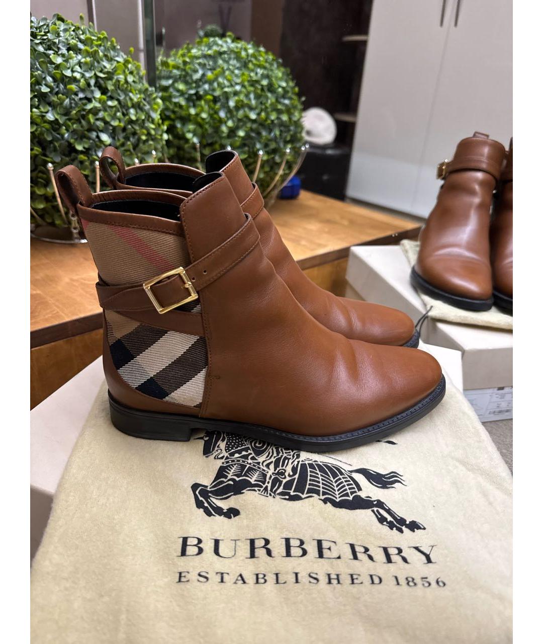 BURBERRY Коричневые кожаные полусапоги, фото 9