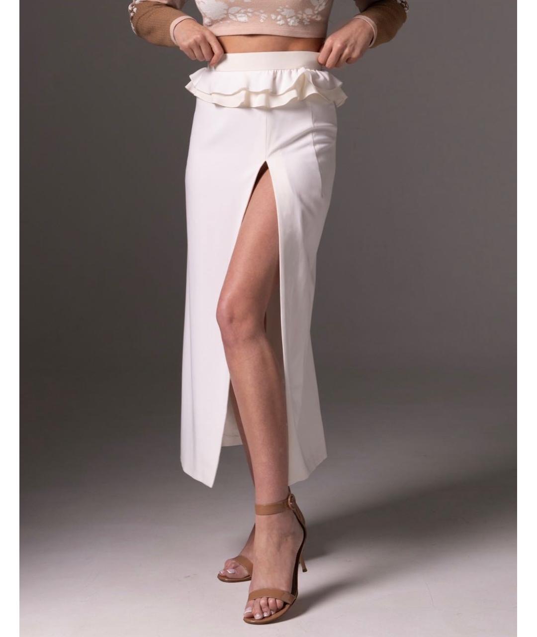 ULYANA SERGEENKO Белая полиэстеровая юбка миди, фото 3