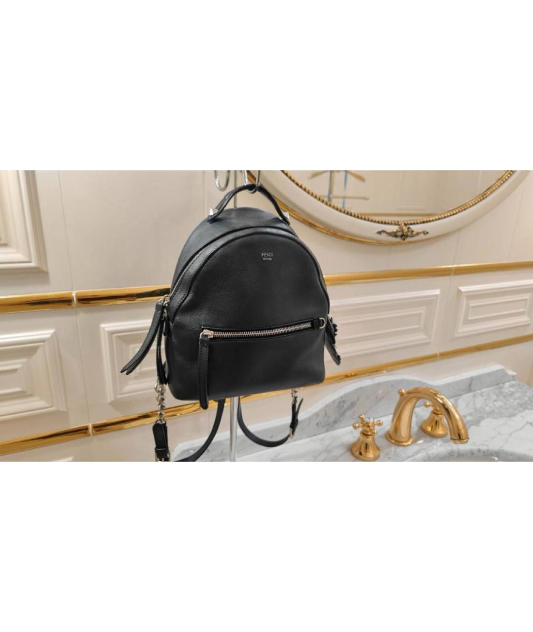 FENDI Черный кожаный рюкзак, фото 7