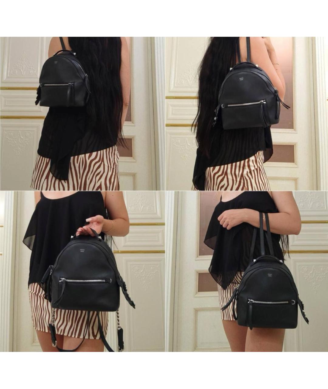 FENDI Черный кожаный рюкзак, фото 6