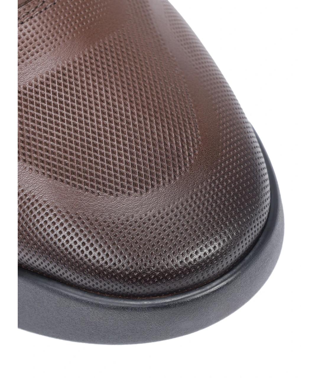 SANTONI Коричневые кожаные высокие кроссовки / кеды, фото 5