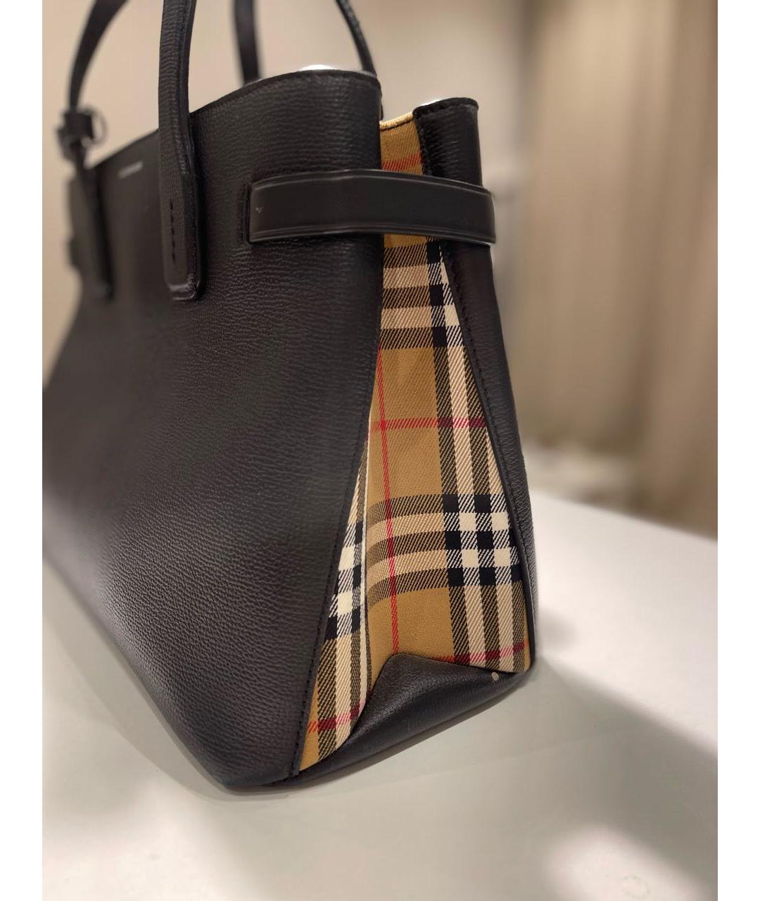 BURBERRY Черная кожаная сумка тоут, фото 8